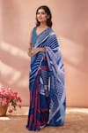 Naintara Bajaj_Multi Color Chinon Mirrors Printed Saree With Unstitched Blouse Piece _at_Aza_Fashions