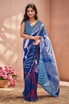 Buy_Naintara Bajaj_Multi Color Chinon Mirrors Printed Saree With Unstitched Blouse Piece _at_Aza_Fashions