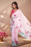 Shop_Naintara Bajaj_Pink Chinon Mirrors Printed Saree With Unstitched Blouse Piece _Online_at_Aza_Fashions