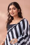 Naintara Bajaj_Black Chinon Mirrors Printed Saree With Unstitched Blouse Piece _Online_at_Aza_Fashions