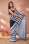 Buy_Naintara Bajaj_Black Chinon Mirrors Printed Saree With Unstitched Blouse Piece _Online_at_Aza_Fashions