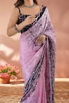 Shop_Naintara Bajaj_Multi Color Chinon Mirrors Printed Saree With Unstitched Blouse Piece _Online_at_Aza_Fashions