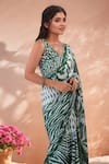 Naintara Bajaj_Multi Color Chinon Mirrors Printed Saree With Unstitched Blouse Piece _Online_at_Aza_Fashions