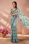 Buy_Naintara Bajaj_Multi Color Chinon Mirrors Printed Saree With Unstitched Blouse Piece _Online_at_Aza_Fashions