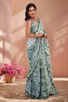 Naintara Bajaj_Multi Color Chinon Mirrors Printed Saree With Unstitched Blouse Piece _at_Aza_Fashions