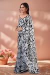 Buy_Naintara Bajaj_Multi Color Chinon Mirrors Printed Saree With Unstitched Blouse Piece _Online_at_Aza_Fashions