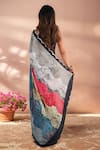Shop_Naintara Bajaj_Multi Color Chinon Mirrors Printed Saree With Unstitched Blouse Piece _at_Aza_Fashions