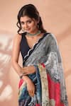 Naintara Bajaj_Multi Color Chinon Mirrors Printed Saree With Unstitched Blouse Piece _at_Aza_Fashions