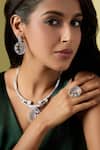 Buy_Nazaakat By Samara Singh_Silver Plated Diamonds And White Embellished Necklace Set _at_Aza_Fashions