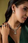 Buy_Nazaakat By Samara Singh_Silver Plated Faux , And White Embellished Necklace Set _at_Aza_Fashions