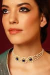 Buy_Maisara Jewelry_Gold Plated Pachi Kundan And Pearl Three-tiered Choker _at_Aza_Fashions