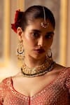 Buy_Maisara Jewelry_Green Gemstones, Beads, Pearls Kundan And Necklace & Earrings Set _at_Aza_Fashions