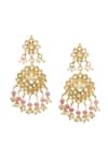 Shop_Maisara Jewelry_Gold Plated Stones, Beads, Pearls Kundan And Pink Necklace Set _at_Aza_Fashions