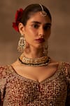 Buy_Maisara Jewelry_Multi Color Pearls, Beads, Stones Crescent Drop Earrings _at_Aza_Fashions