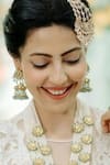 Shop_Maisara Jewelry_Gold Plated Pearls, Beads, Crystals Kundan And Drop Jhumkas _at_Aza_Fashions