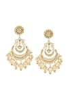 Shop_Maisara Jewelry_Gold Plated Pearls, Stones, Beads Kundan Drop Chandbali Earrings _at_Aza_Fashions