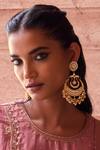 Buy_Maisara Jewelry_Gold Plated Pearls, Stones, Beads Kundan Drop Chandbali Earrings _at_Aza_Fashions