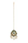 Buy_Maisara Jewelry_Green Pearl And Stone Embellished Floral Maangtikka _at_Aza_Fashions