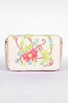 Buy_Fuchsia_Off White Beads, Embroidery Beaded Floral Velvet Clutch _Online_at_Aza_Fashions