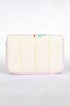Shop_Fuchsia_Off White Beads, Embroidery Beaded Floral Velvet Clutch _at_Aza_Fashions
