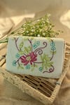 Buy_Fuchsia_Off White Beads, Embroidery Beaded Floral Velvet Clutch _at_Aza_Fashions