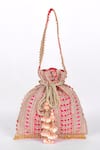 Shop_Fuchsia_Pink Embroidery, Tassels, Beads Silk Potli Bag _Online_at_Aza_Fashions
