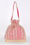 Shop_Fuchsia_Pink Embroidery, Tassels, Beads Silk Potli Bag _at_Aza_Fashions