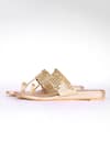 Fuchsia_Gold Sequins, Embroidery Arora Kolhapuri Sandals _Online_at_Aza_Fashions