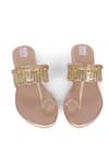 Shop_Fuchsia_Gold Sequins, Embroidery Arora Kolhapuri Sandals _at_Aza_Fashions