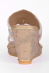 Shop_Fuchsia_Off White Embroidery, Beads, Stones Arora Kolhapuri Wedges _Online_at_Aza_Fashions