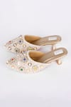 Shop_Fuchsia_Off White Pearls, Beads, Gemstones, Sequins, Embroidery Mojari Heels _Online_at_Aza_Fashions