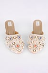 Shop_Fuchsia_Off White Pearls, Beads, Gemstones, Sequins, Embroidery Mojari Heels _at_Aza_Fashions