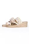 Buy_Fuchsia_Gold Embroidery, Beads, Sequins Floral Kolhapuri Heels _Online_at_Aza_Fashions