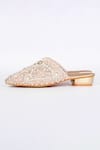 Fuchsia_Gold Embroidery, Beads, Sequins Mojari Heels _Online_at_Aza_Fashions