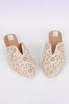Shop_Fuchsia_Gold Embroidery, Beads, Sequins Mojari Heels _at_Aza_Fashions