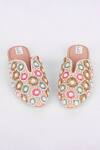 Shop_Fuchsia_Pink Crystal Work Mojaris _at_Aza_Fashions
