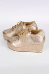 Buy_Fuchsia_Gold Embroidery, Beads, Sequins Sunlight Sneaker Wedges _Online_at_Aza_Fashions