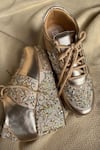 Buy_Fuchsia_Gold Embroidery, Beads, Sequins Sunlight Sneaker Wedges _at_Aza_Fashions