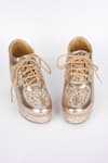 Shop_Fuchsia_Gold Embroidery, Beads, Sequins Sunlight Sneaker Wedges _at_Aza_Fashions