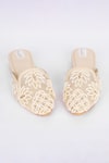Shop_Fuchsia_Off White Lotus Embroidered Mojaris _at_Aza_Fashions
