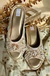 Buy_Fuchsia_Gold Embroidery, Beads, Sequins Floral Wedges _at_Aza_Fashions