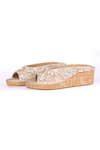 Fuchsia_Gold Embroidery, Beads, Sequins Floral Wedges _Online_at_Aza_Fashions