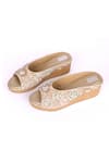 Buy_Fuchsia_Gold Embroidery, Beads, Sequins Floral Wedges _Online_at_Aza_Fashions