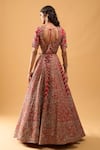 Shop_Azeera_Red Silk, Chiffon Sequins, Embroidery Sweetheart Neck Bridal Lehenga Set _at_Aza_Fashions