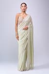 Buy_Azeera_Green Sequins, Embroidery Saree With Unstitched Blouse Piece _at_Aza_Fashions