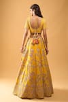 Shop_Azeera_Yellow Tassels, Embroidery Leaf Neck Mustard Floral Lehenga Set _at_Aza_Fashions