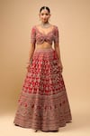 Azeera Red Tassels, Embroidery V-neck Bridal Lehenga Set at Aza Fashions Azeera_Red Tassels, Embroidery V-neck Bridal Lehenga Set _at_Aza_Fashions