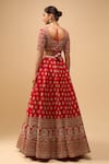 Shop_Azeera_Red Chiffon Embroidery, Sequins Sweetheart Neck Bridal Lehenga Set _at_Aza_Fashions