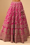Shop Azeera Pink Tassels, Sequins, Embroidery V-neck Rani Bridal Lehenga Set Online at Aza Fashions Shop_Azeera_Pink Tassels, Sequins, Embroidery V-neck Rani Bridal Lehenga Set _Online_at_Aza_Fashions