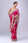 Buy_Azeera_Magenta Embroidery, Zari, Metallic Thread Saree With Unstitched Blouse Piece 